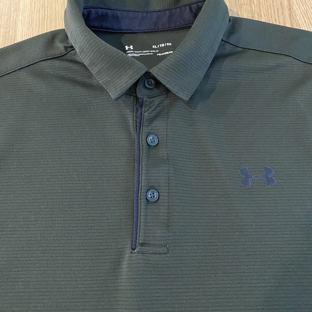 Under Armour Tech Polo Shirt Mens XL Green Performance Heatgear Comfort Golf